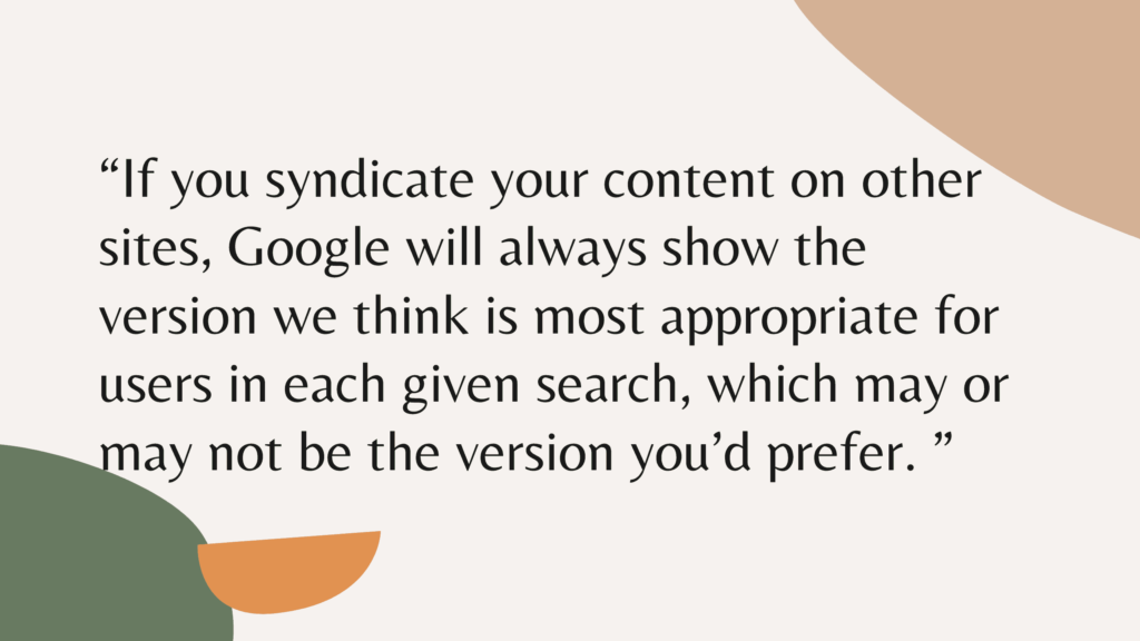 What Google Says about Syndicated Content