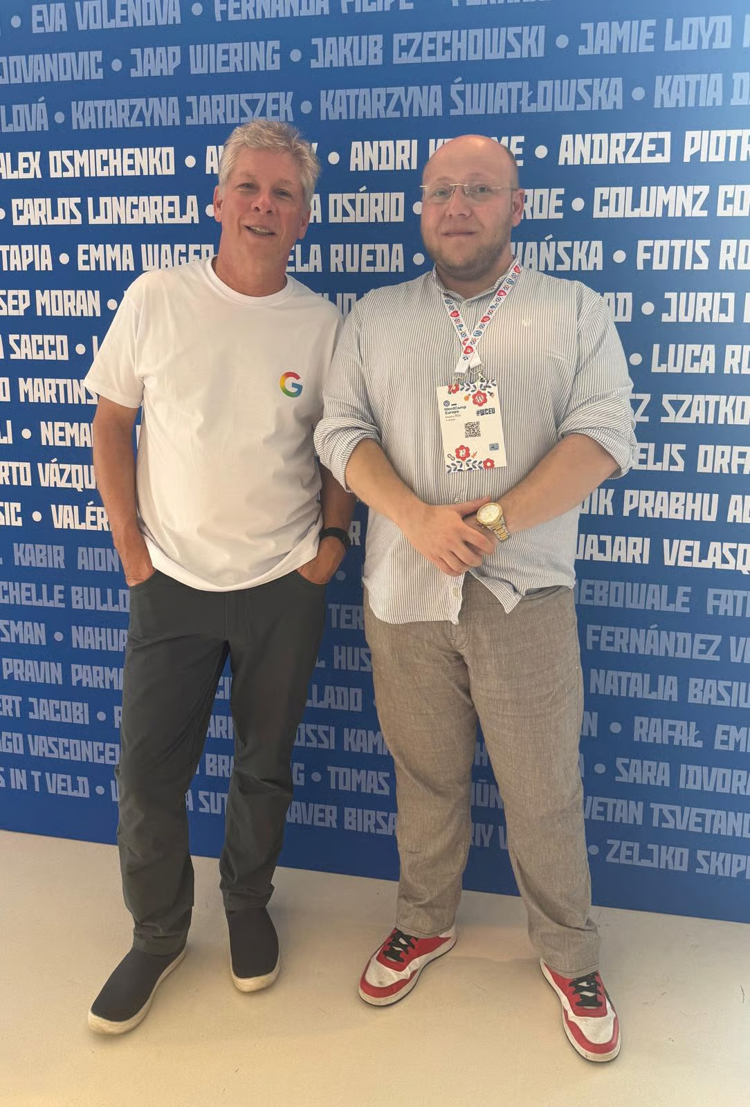 Danny Sullivan (Google) and Daniel Stanica (Competico) at WordCamp Europe 2026 Krakow